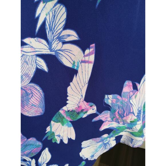 Ambar fairycore blue floral dress size S V neck asymmetrical lightweight flowy - Picture 9 of 9